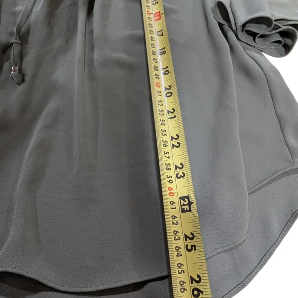 White House Black Market Olive Green Lace-Up Henley Blouse Size 2 Flowy Long Sle - Picture 6 of 13